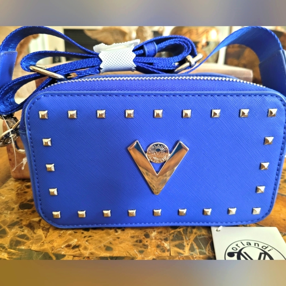 Valentino ORLANDI Vibrant Blue Studded Crossbody Bag